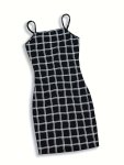 Plaid Pattern Cami Dress Elegant Sleeveless Bodycon Dress For Spring & Summer Women's Clothing