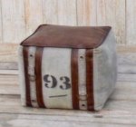 Four Corners Fabric And Leather Pouffe P06