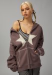 Oversized Zip Through Hoodie - Plum Truffle malibu