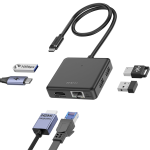 Usb-c 6-IN-1 Docking Station With 1X HDMI 4K@60HZ RJ45 100MBPS 1X Usb-a 3.2 10GBPS + 2X USB 2.0 480MBPS And Usb-c PD100W Max Bla