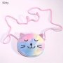 Chic MINI Cartoon Cat Plush Crossbody Bag - Colorful Zippered Coin Purse With Lipstick & Data Cable Holder For Women