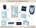 Cot Duvet Bedding Light Blue Navy Cloud Moon And Stars Set