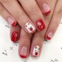 24 Pcs Festive Snowflake Elk Fake Nails - Christmas Gel Nail Kit For Sparkling Holiday Manicures