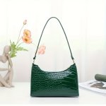 Chic Crocodile-embossed Shoulder Bag For Women - Fashionable Underarm Purse With Zip Closure Polyester Lined