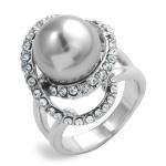Silver Tone Oval Swirl Ring - Large