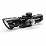 Spike 3-9X50 Aoe Optical Scope With Red Laser Adjustable Magnification 50MM Objective Lens & Mounting Rings Outdoor Precision Vi
