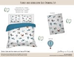 Kids Duvet Set Planes And Airballoon Blue Drawing