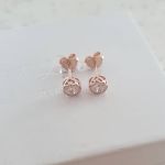 Rosemarie Rose Gold Plated 925 Sterling Silver Cz Ear Stud Earrings Size 5M