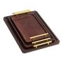 Luxury Wooden Serving Tray Set With Gold HANDLES-3-PIECE Food Serving Tray