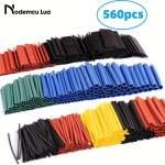 560PCS Heat Shrink Tubing 2:1 Electrical Wire Cable Wrap Assortment Electric Insulation Heat Shrink Tube Kit 45MM Flame Retardan