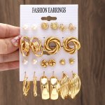 22PCS Chic Geometric Alloy Earring Set - Vintage Punk Style For Women Perfect For Casual Attire Or Holiday Gifts