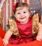Red Ruffle Dress With Sequins Detail