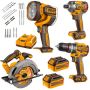 Ingco - Cordless 20V 4PC Kit With Drill Wrench Circular Saw & Work Lamp