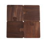 - 4 Piece Interlocking Walnut Wooden Puzzle Drink Coasters Set