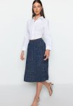 Glitter Pleated Knitwear Skirt - Navy Blue