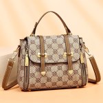 Vintage Elegant Pattern Shoulder Bag Middle Aged Style Flap Top Handle Satchel Bag For Women