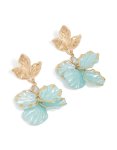 Goldair Gold Light Blue Leaf Petal Drop Earrings