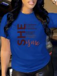 Letter Print T-Shirt Short Sleeve Crew Neck Casual Top For Summer & Spring Women's Clothing