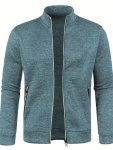 Elegant Mid Stretch Cardigan Men's Casual Full Zip Up Cardigan Sweater Coat For Fall Winter