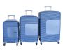 Abs Blue Trolley Case Set - 3 Sleek Suitcases 4 Spinner Wheels