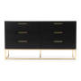 @home Morris 6 Drawer Chest Black & Brass
