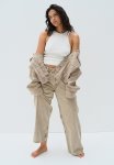 Curvy Fit Baggy Low Jeans - Beige