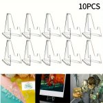 10PCS Modern Clear Acrylic Display Stands - Versatile Easel Holders For Cards Challenge Coins & Small Picture Frames - No Power