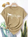 Horse Print T-Shirt Khaki Medium HTS11