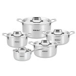 Minhaj – 3 Ply Stainless Steel 10 Piece Cookware Set
