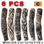 6PCS Unisex Tattoo Arm Sleeves Uv Protection Cool Tattoo Print Sleeves For Outdoor Cycling