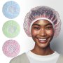 Shower Caps Waterproof EVA Shower Cap Elastic Reusable Bathing Cap Beauty Salon Spa Lace Elastic Band Flower Printed Hat Hair Bath Caps - Bathroom Accessories