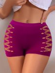 1PC Solid Hollow Out Boyshorts Sexy Comfy Breathable Stretchy Intimates Panties Women's Lingerie & Underwear