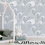 Rolling Waves Wallpaper - 1.2M Wide X 3M High Non-adhesive Requires Wallpaper Glue