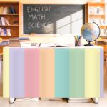 9FT Pastel Table Skirt Teacher Desk Skirts For Classroom Decorations Colorful Rectangle Round Table Cover Skirt For Back To Scho