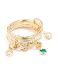Mixed Metals Cubic Zirconia Pearl Interlocked Layered Ring - M l