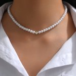1PC Simple Love Decor Faux-pearl Choker Necklace Elegant Style Imitation Pearl Collar Necklace Evening Jewelry