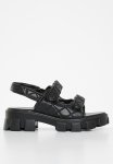 Emily Quilted Lug Sole Sandal - Black