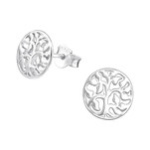 C494-C34989 - 925 Sterling Silver Tree Of Life Earings 9MM