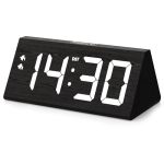Fomobest Wooden Digital Alarm Clock With Dual USB Charging Ports Dst Dimmable Snooze Modern Large Time Display LED Clock For Kid