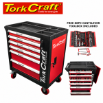 Tork Craft 184 Piece 6-DRAWER Roller Cabinet Tool Kit + 88 Piece 5-TIER Cantilever Toolbox| TC620050-COMBO