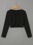 Solid Color Open Front Jacket Elegant Long Sleeve Lightweight Jacket For Spring & Fall Women's Clothing