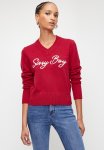 Sissy Boy Vallea: V-neck Logo Knit Sweater - Red