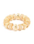 Goldair Gold Plated Cubic Zirconia Pearl Loop Ring