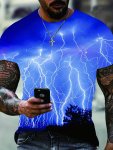 Men's Lightning 3D Print Loose Fit Novelty T-Shirt - Perfect For Summer