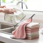 5PCS Thickened Coral Velvet Dish Cloths Towels Soft Absorbent Towels For Kitchen Bathroom Car Window Cleaning Supplies Cleaning