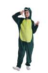 Kids Winter Green Dinosaur Onesie With Zip - 150