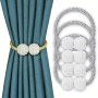 4pcs Magnetic Curtain Tiebacks Faux Pearl Ball Decorative Home Curtain Buckle Curtain Rope Straps For Holding Curtains & Drapes For Bedroom Living Room Home Decor