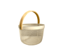 Round Vegetable Wire Basket With Wooden Handle