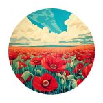 Poppy Field Art Nouveau Round Tablecloth By Wikus Schalkwyk