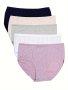 5 Pack Plus Size Elegant Panties Set Women's Plus Pin Dot Print Mid Waist Medium Stretch Underwear Five Piece Set